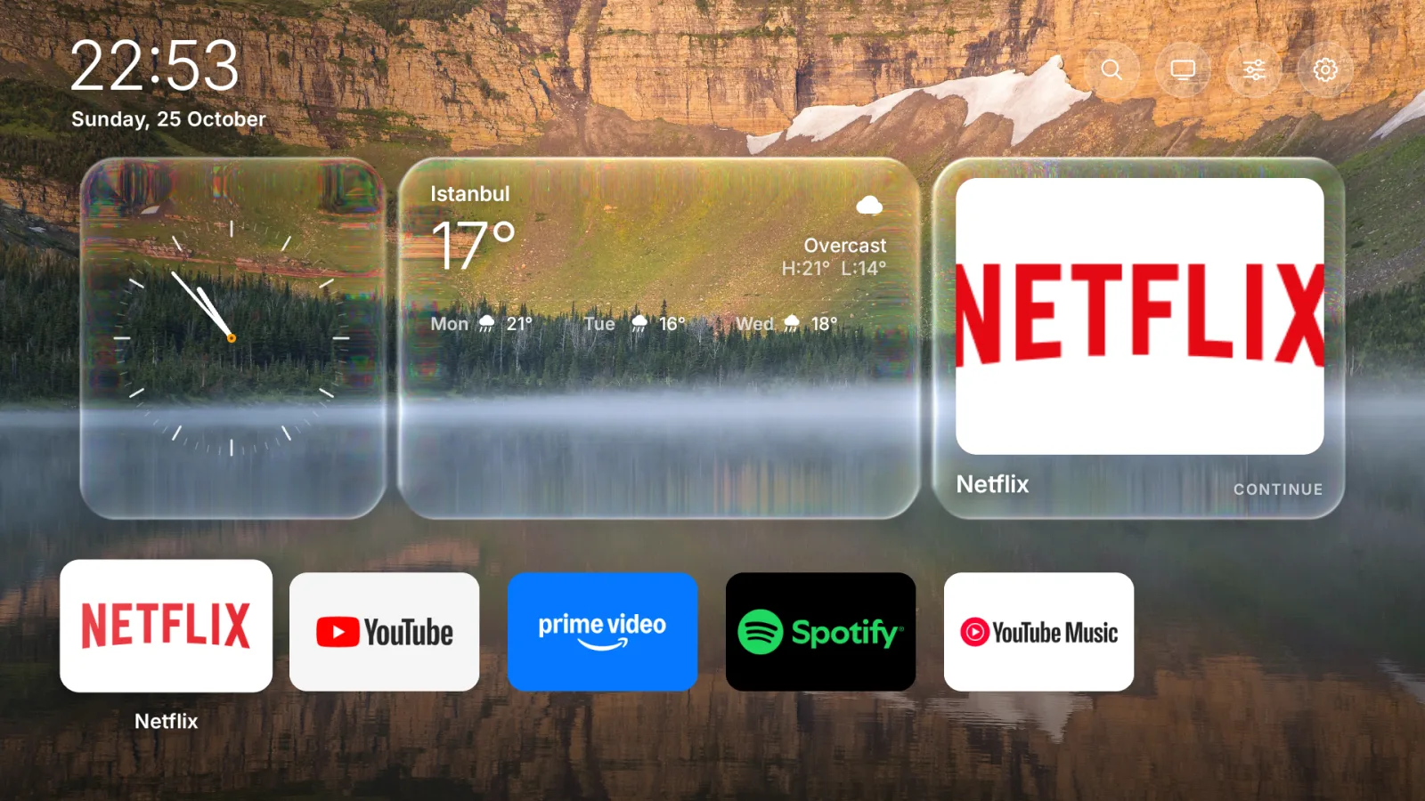 Widgets look with clock, weather and up next